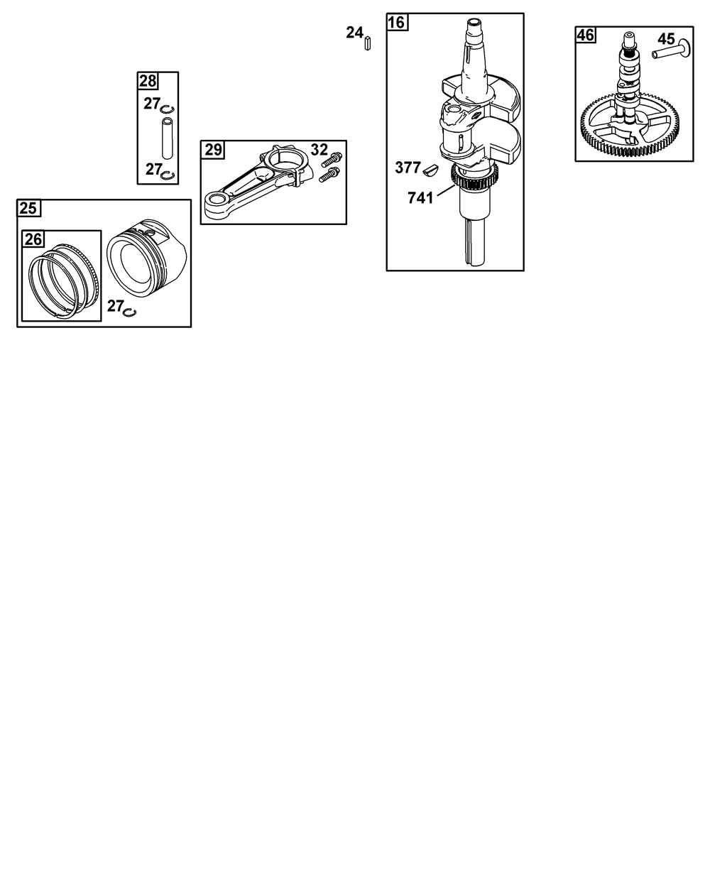 Crankshaft Group Diagram and Parts List for 40N777-0010-B5 400000 - 699999 Briggs and Stratton Engine